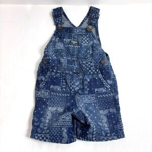 OshKosh B’gosh Blue Patchwork Farmer Toddler Size 3T Denim Overalls Bibs Vintage